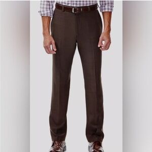 Haggar Men's Classic Fit Stretch Dark Brown Dress Pants Sz 36Wx30L